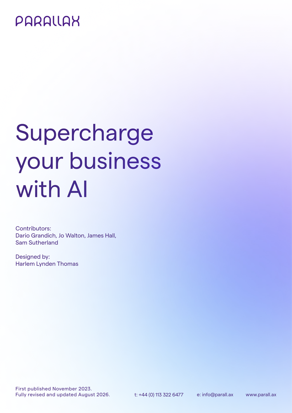 Cover page of our AI whitepaper "Supercharge your business with AI".
